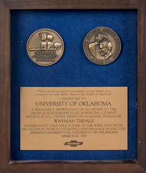 1983 Wayman Tisdale Chevrolet Scholarship Program "MVP of The Week" Award (Tisdale Family LOA)